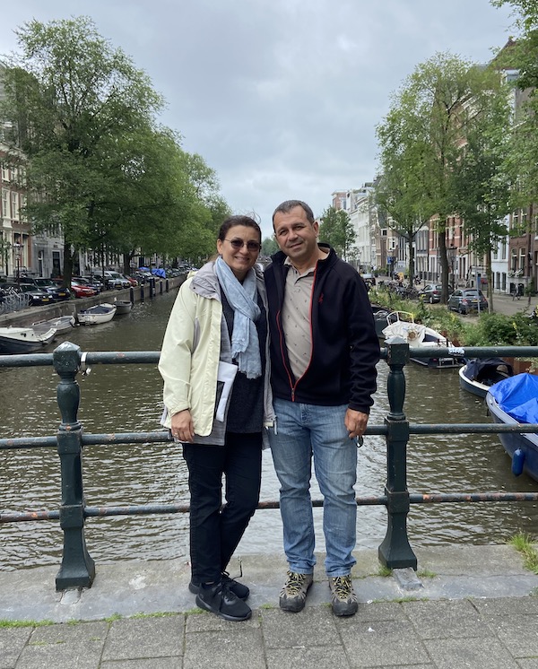 Emil and Adriana Toader on a bridge in their city