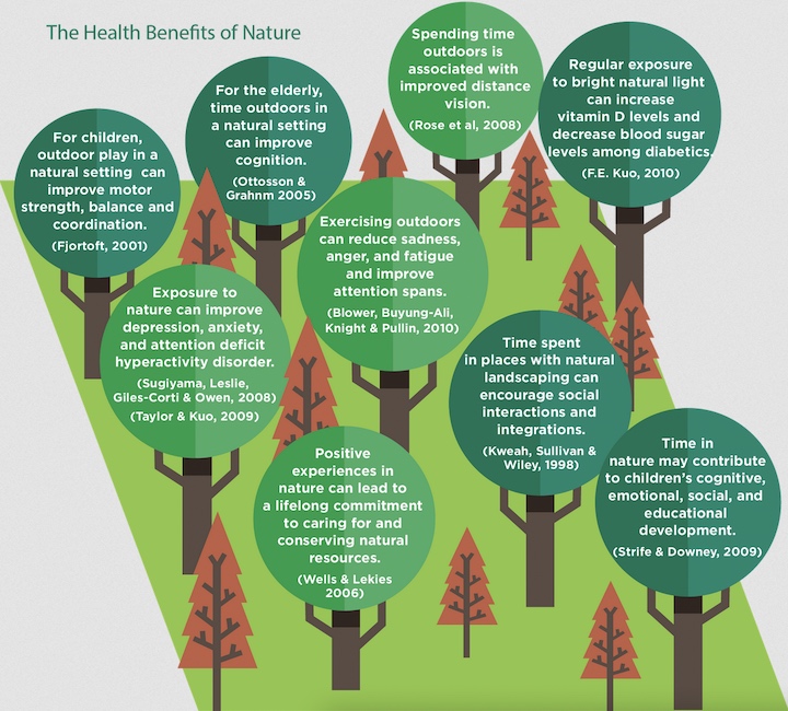 Park RX graphic showing benefits of outdoor activity for disease