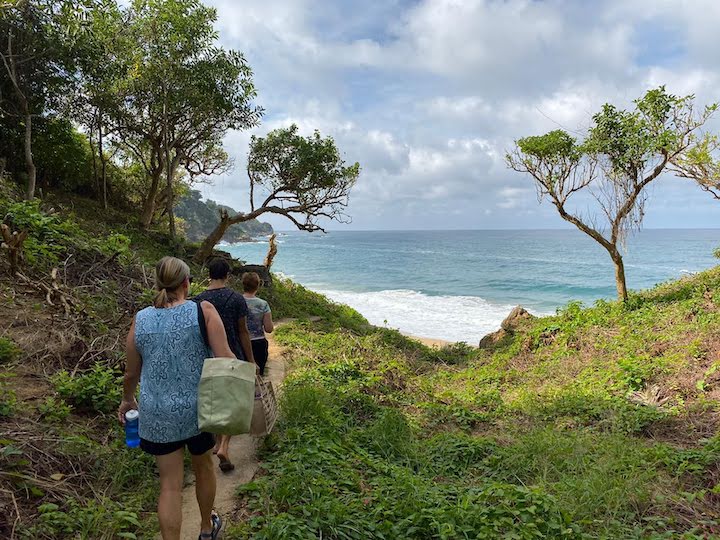 hiking to a hidden beach