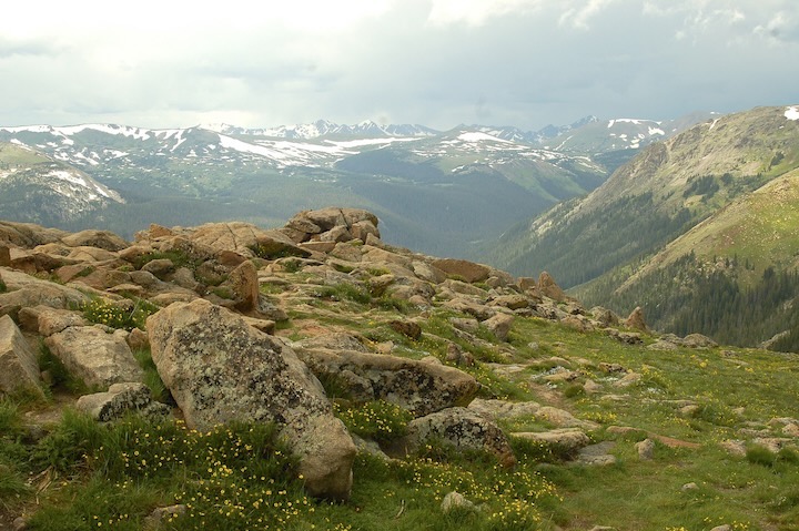 looking over a vast mountain range