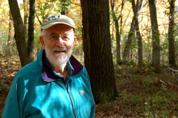 my dad in the woods, walking