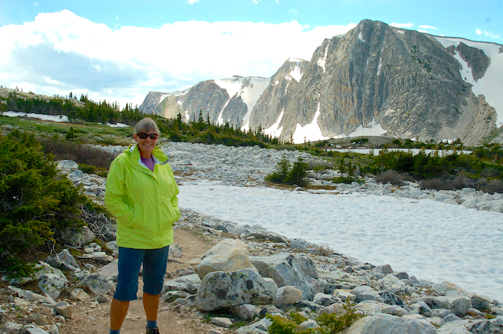 Author hiking in the Snowy Range Mountains in Wyoming
