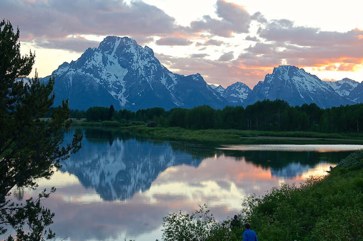 Teton Range and the Snake River at sunset