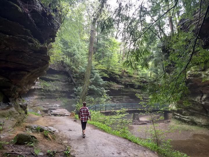 woman hiking inside the gorge