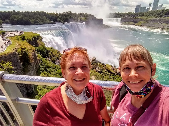 Lisa and Sharon with Niagara Falls in the background