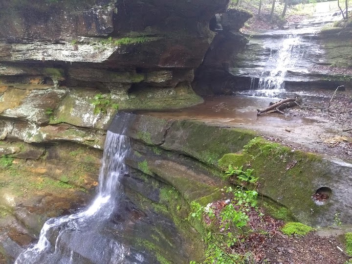 water runoff down the cliff sides