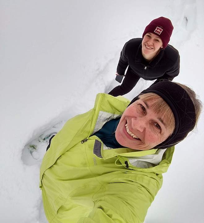 The author, Sharon, with daughter, Jamie in the snow
