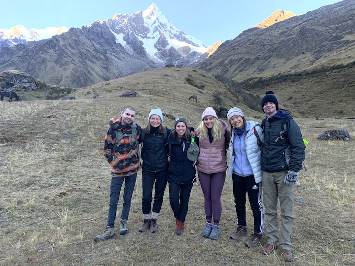 hikers on the Salkantay Trail in peru