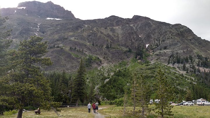 mountains rise above Two Medicine camground