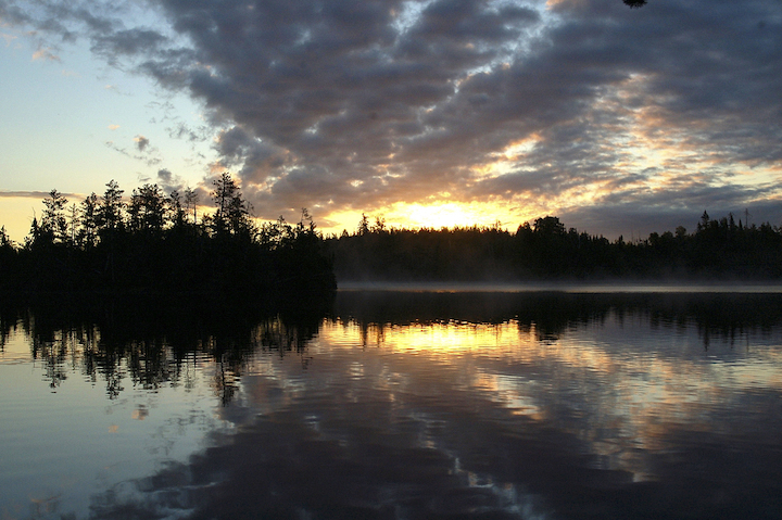 sunrise over a wilderness lake