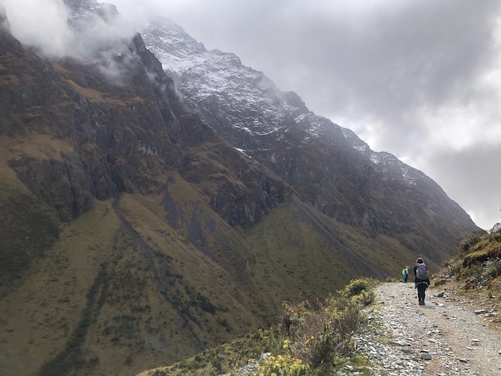 hikers on the trail to Salkantay Pass, Peru
