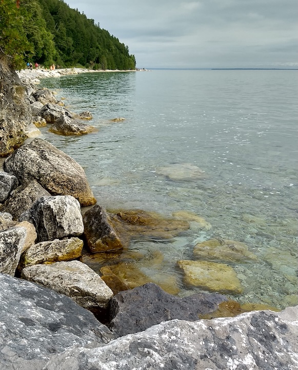 rocky shoreline of Mackinac Island