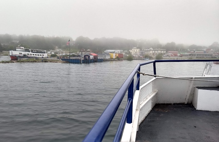 St. Ignace from the ferry on a foggy morning