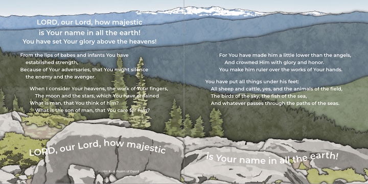 sample page of "Praising God Through the Psalms" illustrated book